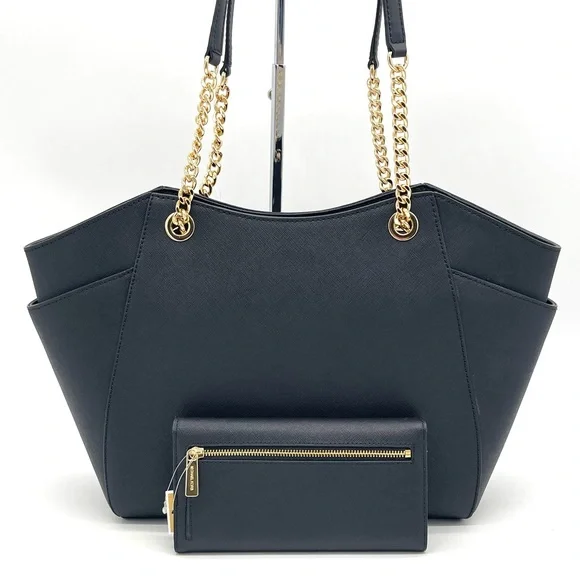 Michael Kors Large Chain Shoulder Tote Bag & Trifold Wallet - Picture 2 of 8